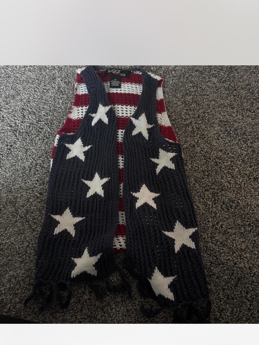 Sugar rush girls Americana Star Knit Vest - Navy, White & Red